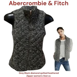 Abercrombie & Fitch women's heathered Grey Black diamond quilted Zipper Vest xs